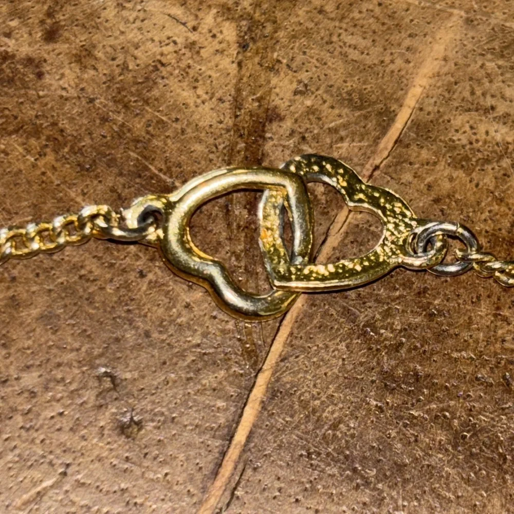 2 Hearts Entwined  9” Gold Chain Anklet Bracelet